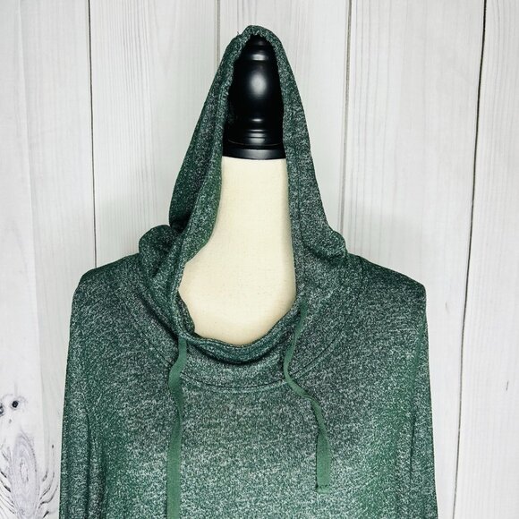 Joan Vass Woman Knit Hoodie Heather Green Women's Sz 1X Soft Rayon Blend Stretch - Picture 2 of 10